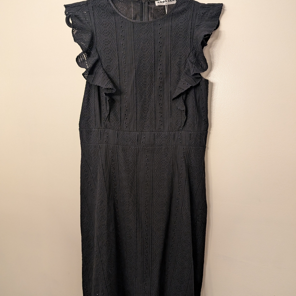 Ecowish Black Textured Fabric Dress Size XL